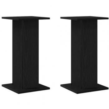 vidaXL Modern Speaker Stands - 2 pcs Black Oak, Engineered Wood, 30 x 30 x 60 cm