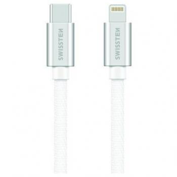 Cable de datos textil USB-C a Lightning 1.2m 3A - Plata