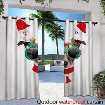 homehot Cortina de privacidad para Exteriores de Navidad, Estilo artístico, con Sombrero y Hada para Colgar en el Patio, cenador, Playa, casa, Color Rojo