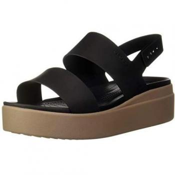 Crocs Women's Brooklyn Low Wedge Sandals - Black, Size W8