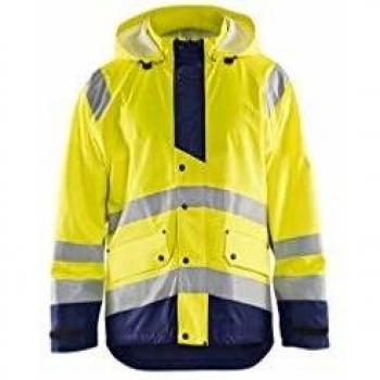 Chaqueta de lluvia alta visibilidad nivel 3 - Amarillo fluorescente/Marino XL