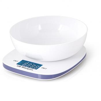Orbegozo PC 1014 - Báscula de Cocina, Digital, Bol de Pesaje de 1,5 litros, Capacidad Máxima 5 Kg, Escalado 1 g, Función Tara, Acero, Blanco