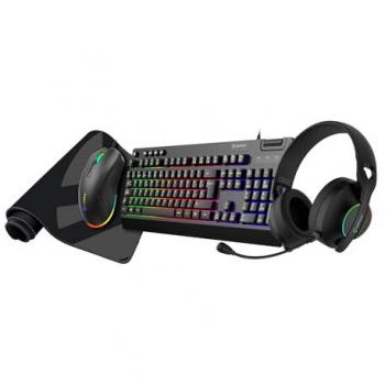 Pack Gaming Nova 4 en 1 Español - Teclado Membrana RGB, Ratón RGB 7200 dpi, Auriculares Iluminación RGB y Alfombrilla XL