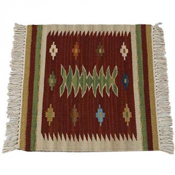 Alfombra Kilim India Hecha a Mano de Algodón y Lana 40x40 cm