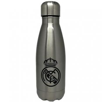 Botella de agua de acero inoxidable Real Madrid 550ml, cierre hermético, color acero, producto oficial