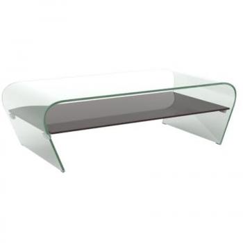 Mesa de centro KELLY - Vidrio templado - Estante negro lacado