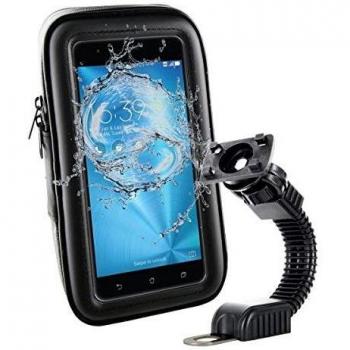 Muvit Soporte Moto a Espejo retrovisor + Funda con Acceso a Pantalla. Impermeable. hasta 5,5 Negro