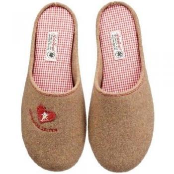 Adelheid Glückliche Zeiten Hauspantoffel mit Gummisohle 11221382389 - Pantuflas de fieltro para mujer, color beige, talla 36