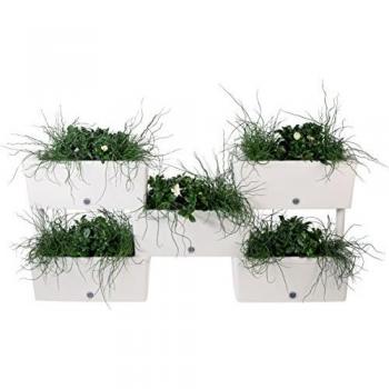 Kit 5 Jardineras Modulares Componibles - 59 x 23 cm - Color Crema