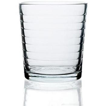 Set de 3 Vasos Bajos Quid Diana de Vidrio Transparente, 26CL, con relieve, fácil de limpiar, reciclable, ecológico, material 100% saludable y 100% higiénico, no poroso