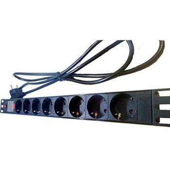 Powergreen RAC-00009-PDU PDU Tipo Regleta de 8 Tomas con Interruptor, Protector de Sobrecargas y Cable de 2 m, Multicolor