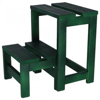 Taburete Escalera Compacto de Madera Verde 2 Peldaños - Resistente y Práctico