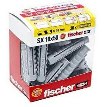 Fischer Taco SX 10x50 en Caja de 30 Unidades, Modelo 511946, Color Gris