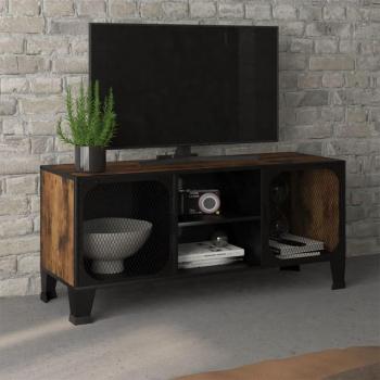 Mueble de TV metal y MDF rústico 105x36x47 cm marrón vidaXL