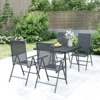 Set de almuerzo de jardín 5 piezas acero gris antracita