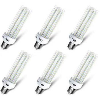 GY Bombilla de LED maíz (base de pantalla grande E27), equivalente a 180 W, 1600 lúmenes, luz diurna blanca fría de 6400 K, 6 unidades cada paquete