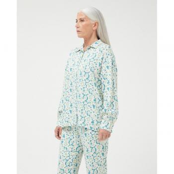 Camisa de mujer azul con estampado floral