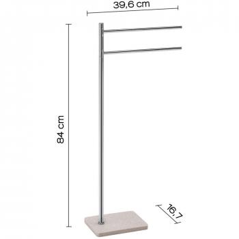 Toallero de pie Gedy ARTU' 2 barras gris brillante 16.4x83.2 cm