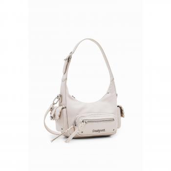 Desigual White Polyethylene Handbag, Shoulder Bags, female, Size: ONE SIZE, with Pockets