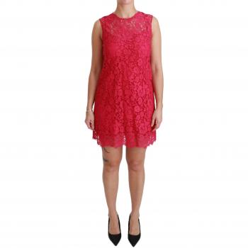 Pink Floral Lace Shift Gown Mini Dress
