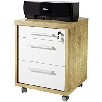 Cassettiera ufficio colore rovere e laccato bianco