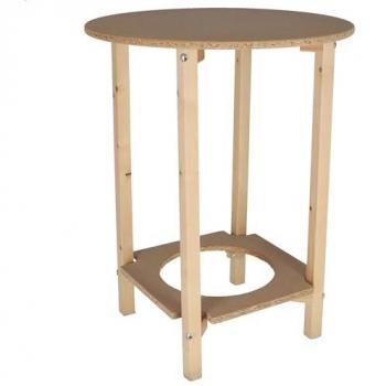Mesa Camilla Redonda Gazte Sin Barniz 100x100x75 cm - Madera de Pino Natural - Acabado Marrón