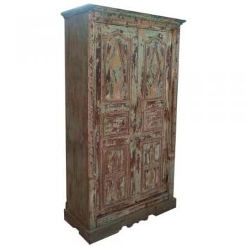 Armario de Madera Marrón con Acabado Artesanal 127x45x204h cm