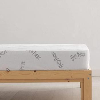 Bajera Sábanas Franela Harry Potter 100% algodón - Bajera Extrasuave, confortable y 100% MADE IN SPAIN, Blanco Gris, Cama de 160 cm