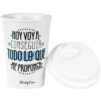 Mr; Wonderful Woa02790 Taza Take Away Hoy Voy A Conseguir Todo Lo Que Me Proponga, Blanco, 10X10X10