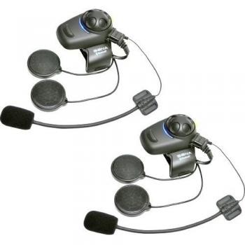 Sena SMH5D-FM-01 Auricular E Intercomunicador Bluetooth, Con Sintonizador De Fm Integrado, Para Scooters Y Motocicletas, Paquete Doble, Con Kit Para Casco Jet
