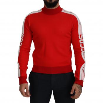 GCDS Red Wool Logo Crew Neck Pullover Sweater - Size S, Elegant Men's Sweatshirt