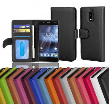 Funda Libro para Nokia 3 2017 en NEGRO oXIDO - Cubierta Proteccion con Cierre Magnetico e 3 Tarjeteros - Etui Case Cover Carcasa
