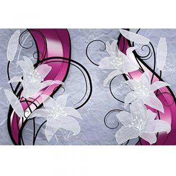 GREAT ART® Mural De Pared – Gráfico De Lirios Blancos – Obra De Arte Flores Art Deco Abstracto Floral Naturaleza Ilustración Foto Papel Pintado Y Tapiz Y Decoración