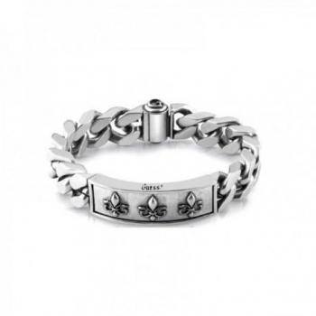 Pulsera de acero inoxidable plateado con chapa de 3 flores lilium Knight Flower
