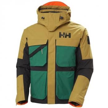 Chaqueta con capucha Helly Hansen ULLR D Heritage Short Ski multicolor verde y amarillo para hombre, casual, deportivo, outdoor, poliéster