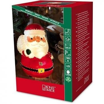 Konstsmide Luces de Navidad LED de fibra óptica novedad Santa Claus/1 diodo blanco cálido/temporizador de 8 horas/baterías: 3 x AA 1.5 V