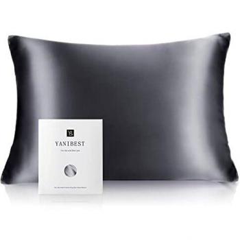 YANIBEST Funda de Almohada Seda Pelo Rizado y Piel, 22 Momme 100% Seda de Morera Ambos Lados Antiarrugas con Cremallera Oculta, 1 Unidad