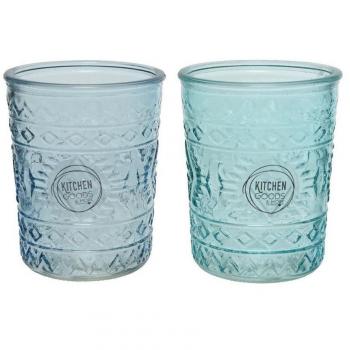 Vaso de cristal con relieve y diseño elegante de 350ml - Modelo exclusivo ø8.3x10.3cm