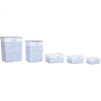 Juego de Cestos Infantiles Azul Celeste Mimbre 44 x 34 x 56 cm (5 Piezas)