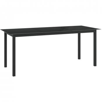 Aluminium and Glass Garden Dining Table - Black, 190x90x74 cm
