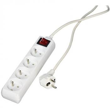 Base Múltiple VOREL 72533 - Toma de Corriente Blanca con Interruptor y 4 Salidas, Cable de 5m