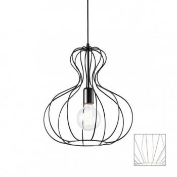 Lámpara colgante Ampolla 1 bombilla Metal blanco E27 decorativa con marco de alambre blanco