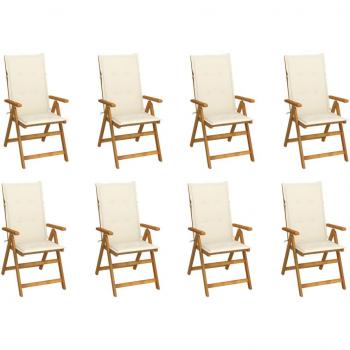 Folding Garden Chairs with Cushions Set of 8 Solid Acacia Wood
