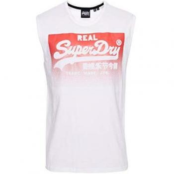 Superdry VL Halftone Emboss Vest Camiseta sin Mangas, Blanco