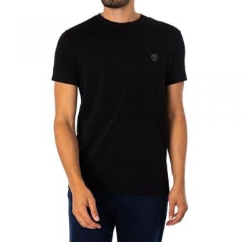 Camiseta de hombre Timberland Dunstan River Crew manga corta lisa negra con logotipo bordado, tamaño M