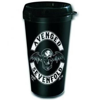 café blanco viaje negro logotipo banda palo muerte Avenged Sevenfold bebe taza