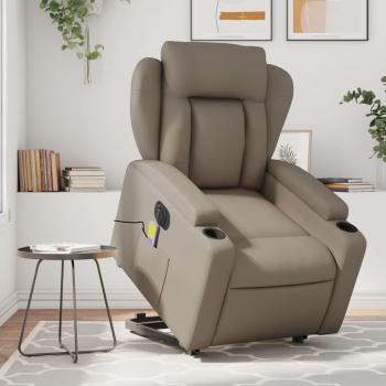 Sillón de masaje eléctrico reclinable de cuero sintético capuchino Simillet Vidaxl Marrón