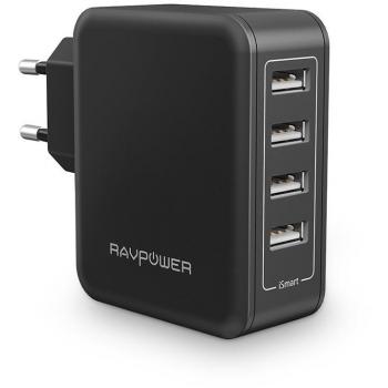 RAVPower Cargador de Pared con 4 Puertos 40W, USB iSmart 2.0