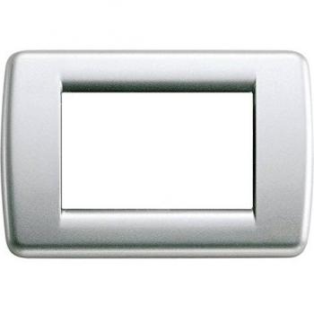 Placa Vimar Idea Rondo 3 Modulos Metalizado Plata 16753.21