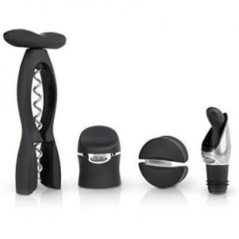Kit de Herramientas para Vino Rabbit - 4 Piezas, Variados Materiales, Color Negro